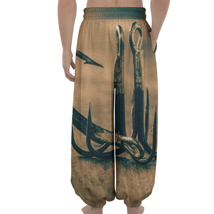 Fishing Hooks Print Lantern Pants