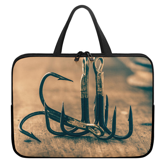 Fishing Hooks Print Laptop Sleeve With Handle