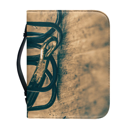 Fishing Hooks Print Leather Bible Cover