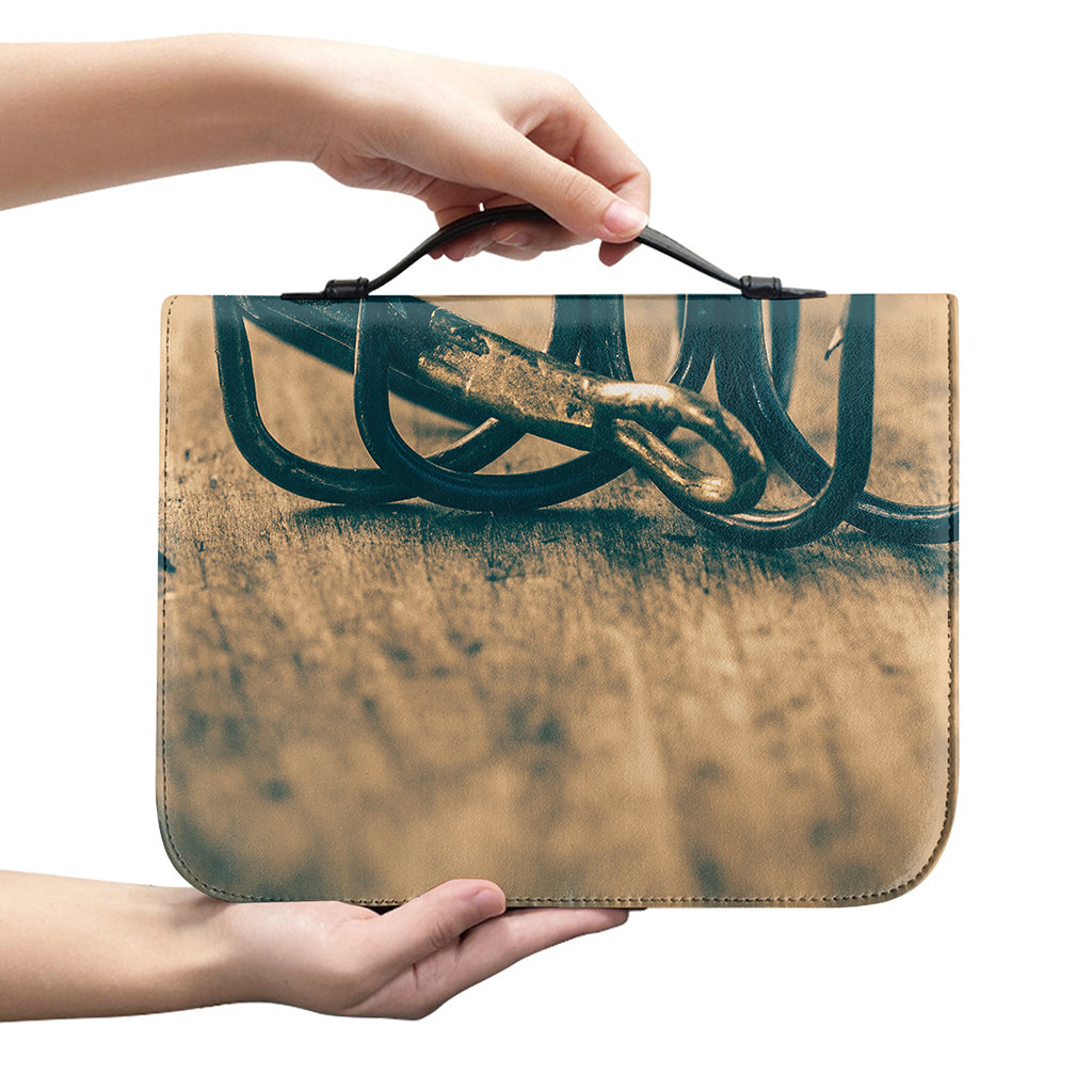 Fishing Hooks Print Leather Bible Cover