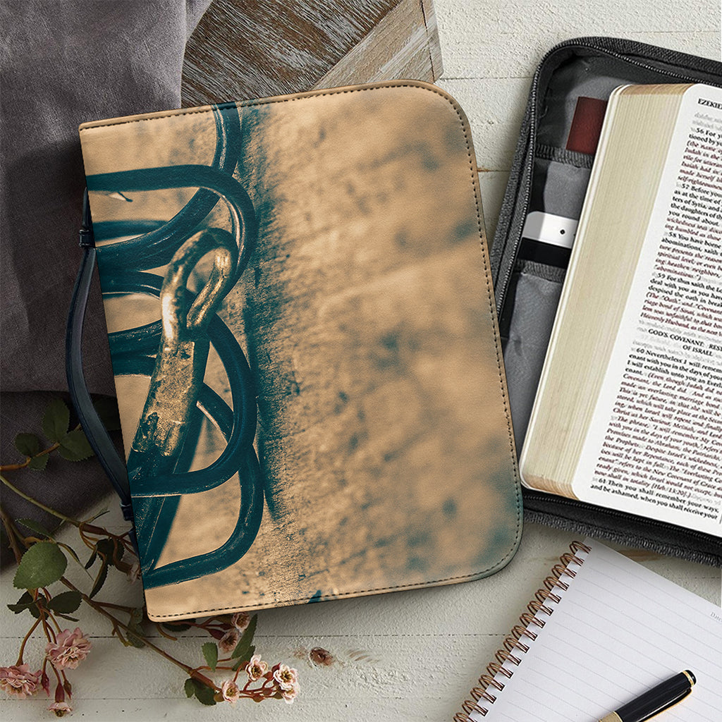 Fishing Hooks Print Leather Bible Cover