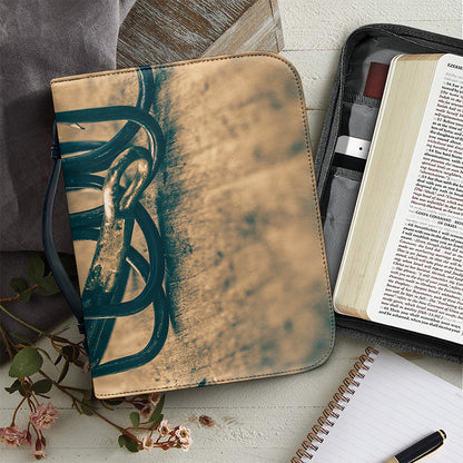 Fishing Hooks Print Leather Bible Cover
