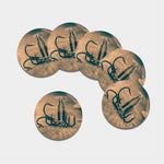 Fishing Hooks Print Leather Coaster Set
