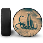 Fishing Hooks Print Leather Spare Tire Cover