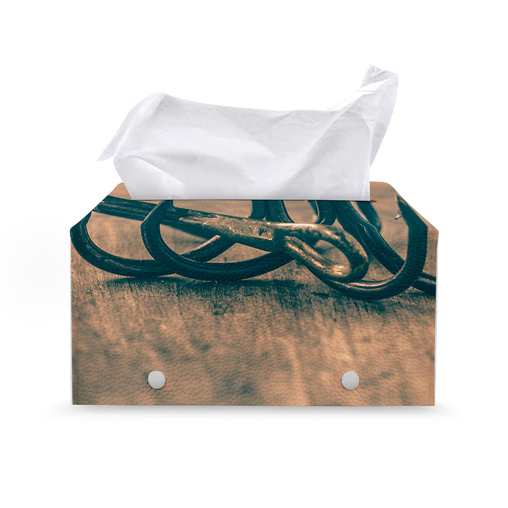 Fishing Hooks Print Leather Tissue Box Cover