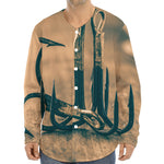 Fishing Hooks Print Long Sleeve Baseball Jersey