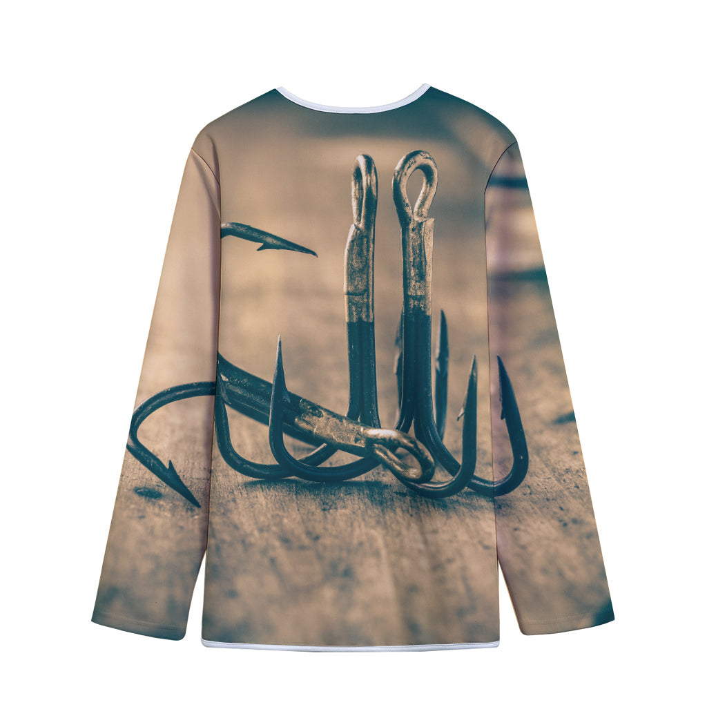 Fishing Hooks Print Long Sleeve Short Coat