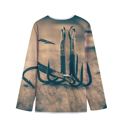 Fishing Hooks Print Long Sleeve Short Coat