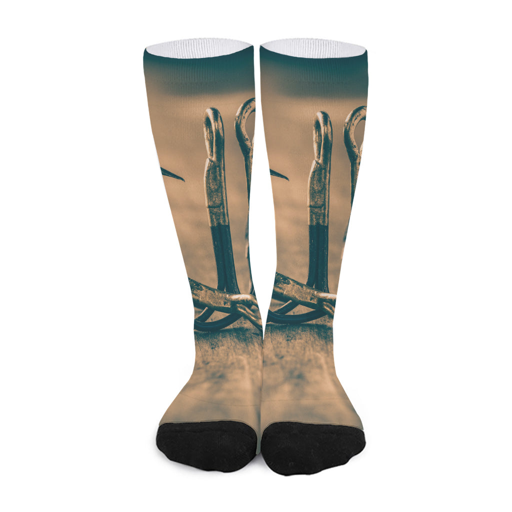 Fishing Hooks Print Long Socks