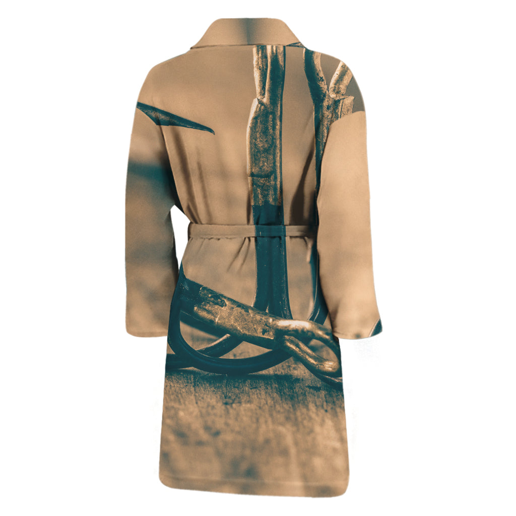 Fishing Hooks Print Men's Bathrobe