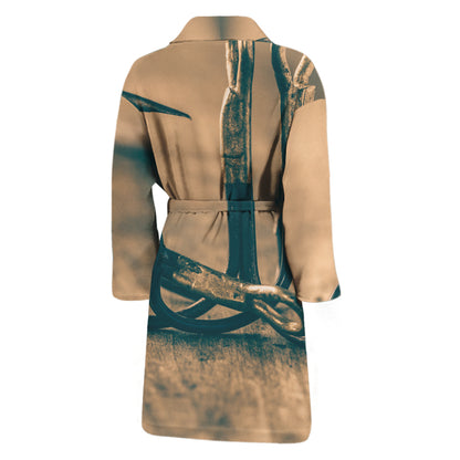 Fishing Hooks Print Men's Bathrobe