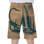 Fishing Hooks Print Men's Beach Shorts