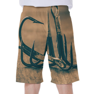 Fishing Hooks Print Men's Beach Shorts