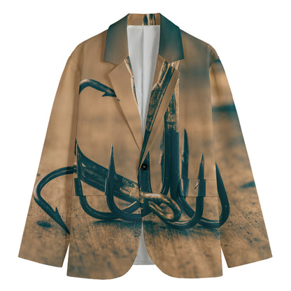 Fishing Hooks Print Men's Blazer