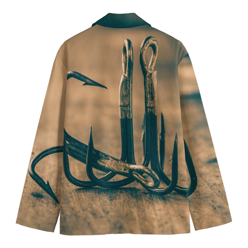 Fishing Hooks Print Men's Blazer