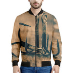 Fishing Hooks Print Men's Bomber Jacket