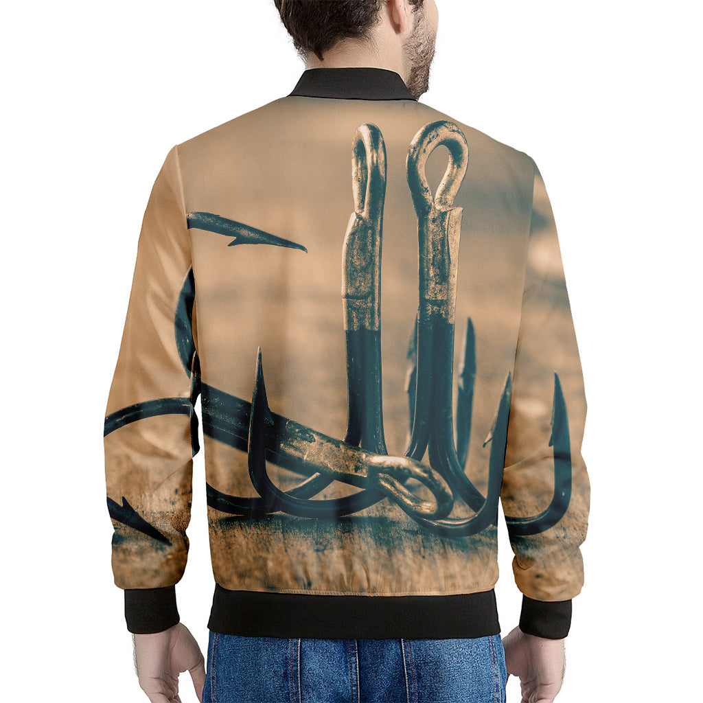 Fishing Hooks Print Men's Bomber Jacket