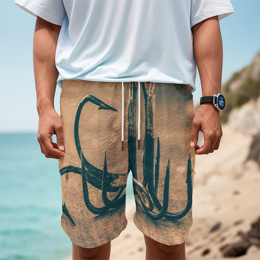 Fishing Hooks Print Men's Cargo Shorts