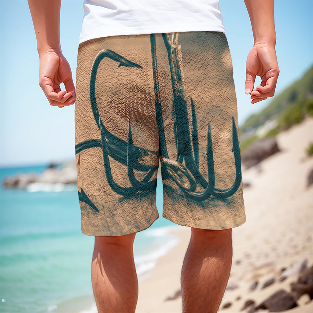 Fishing Hooks Print Men's Cargo Shorts