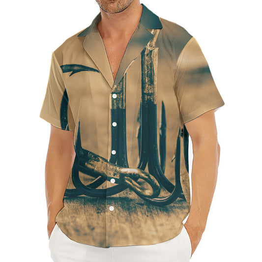 Fishing Hooks Print Men's Deep V-Neck Shirt