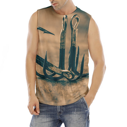 Fishing Hooks Print Men's Fitness Tank Top