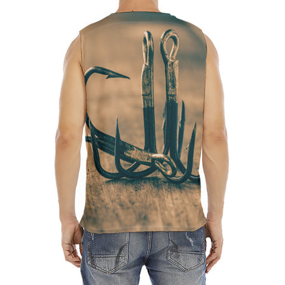 Fishing Hooks Print Men's Fitness Tank Top