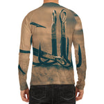 Fishing Hooks Print Men's Long Sleeve Rash Guard