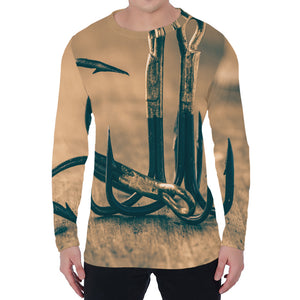 Fishing Hooks Print Men's Long Sleeve T-Shirt