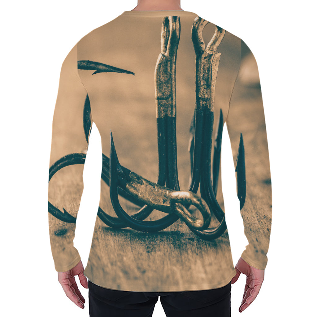 Fishing Hooks Print Men's Long Sleeve T-Shirt