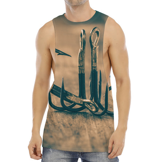 Fishing Hooks Print Men's Muscle Tank Top