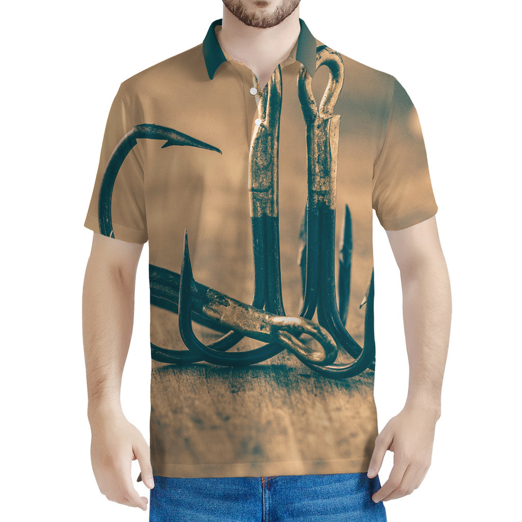 Fishing Hooks Print Men's Polo Shirt