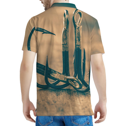 Fishing Hooks Print Men's Polo Shirt