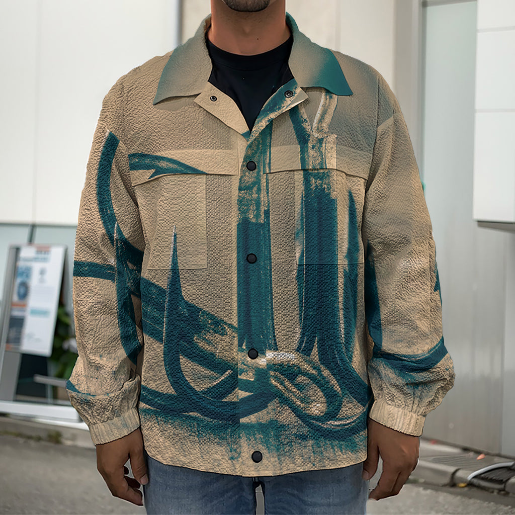 Fishing Hooks Print Men's Shirt Jacket