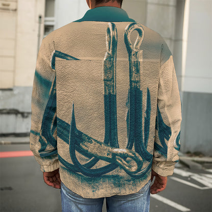 Fishing Hooks Print Men's Shirt Jacket