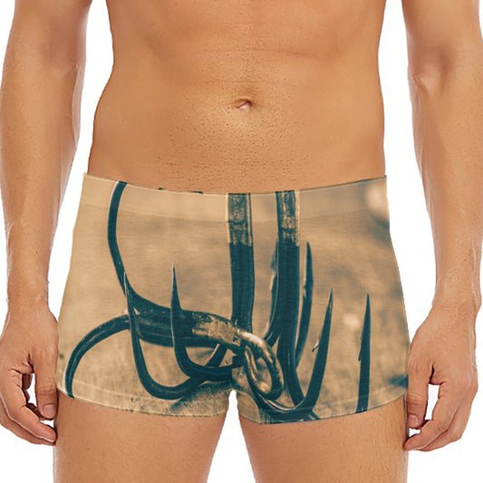 Fishing Hooks Print Men's Short Boxer Briefs