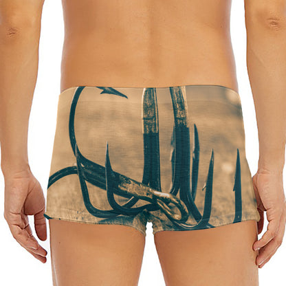 Fishing Hooks Print Men's Short Boxer Briefs
