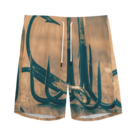 Fishing Hooks Print Men's Sports Shorts