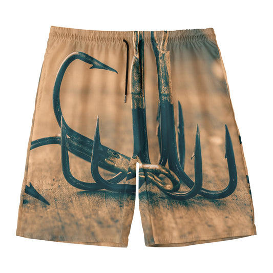 Fishing Hooks Print Men's Swim Trunks