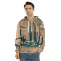 Fishing Hooks Print Men's Velvet Pullover Hoodie