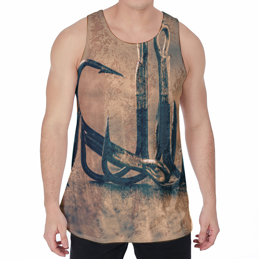 Fishing Hooks Print Men's Velvet Tank Top