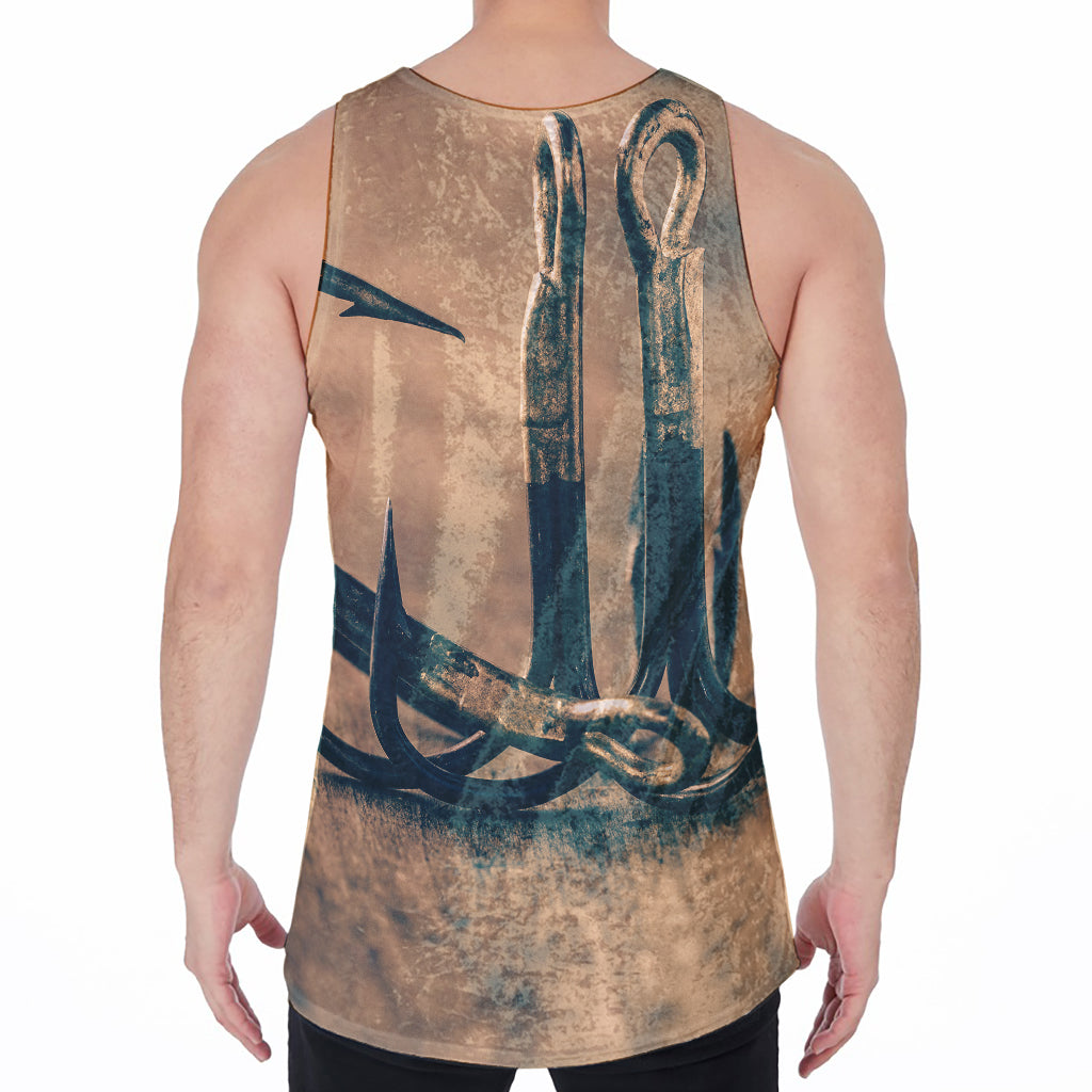 Fishing Hooks Print Men's Velvet Tank Top