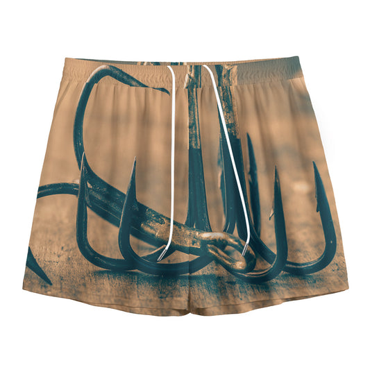 Fishing Hooks Print Mesh Shorts