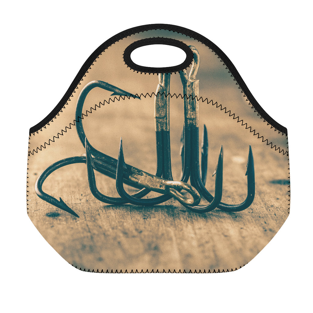 Fishing Hooks Print Neoprene Lunch Bag
