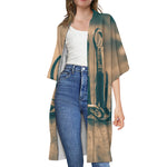 Fishing Hooks Print Open Front Beach Cover Up