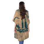 Fishing Hooks Print Open Front Beach Cover Up