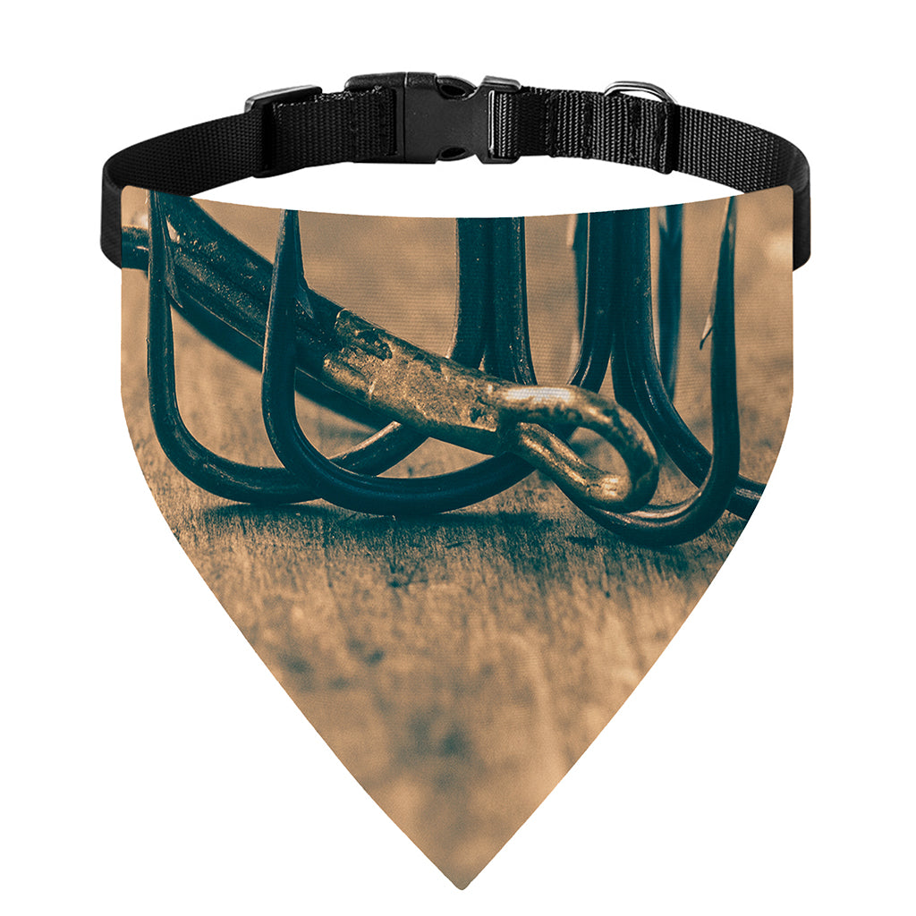 Fishing Hooks Print Over The Collar Dog Bandana