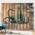 Fishing Hooks Print Pencil Pleat Curtains