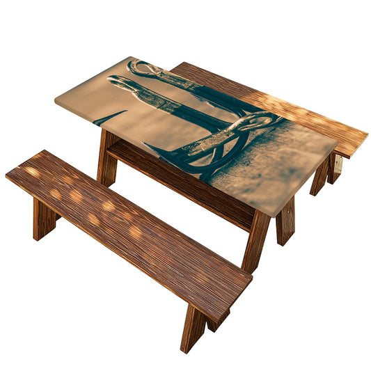 Fishing Hooks Print Picnic Table Cover