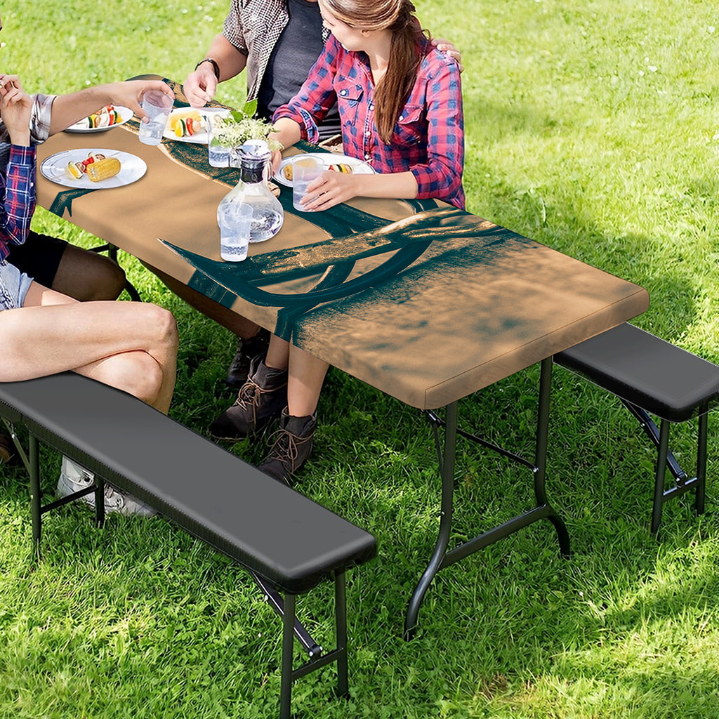 Fishing Hooks Print Picnic Table Cover