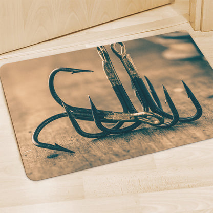 Fishing Hooks Print Polyester Doormat